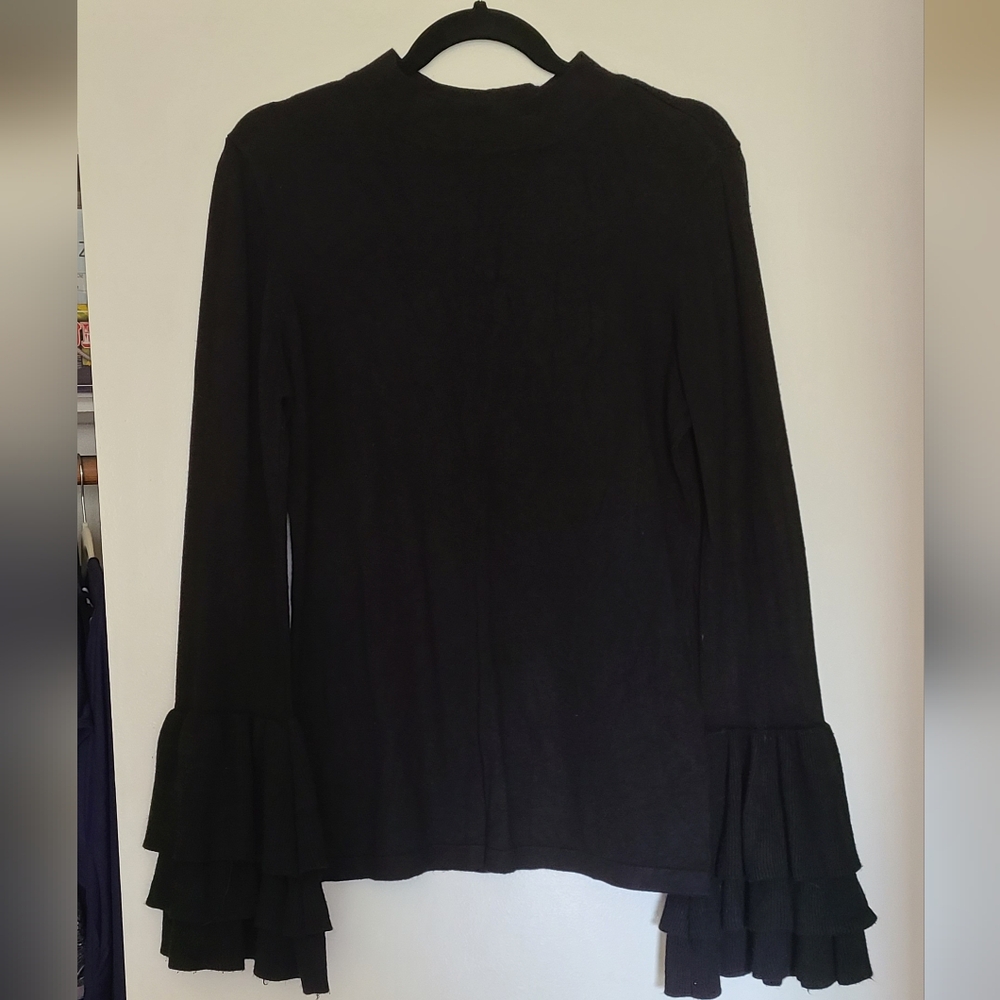 Elegant Black Ruffle Sleeve Top